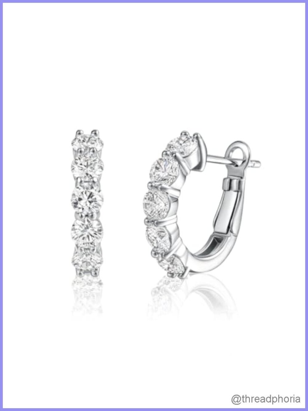 5-Stone Moissanite Huggie Hoop Earrings 18K Gold Plated 925 Sterling Silver